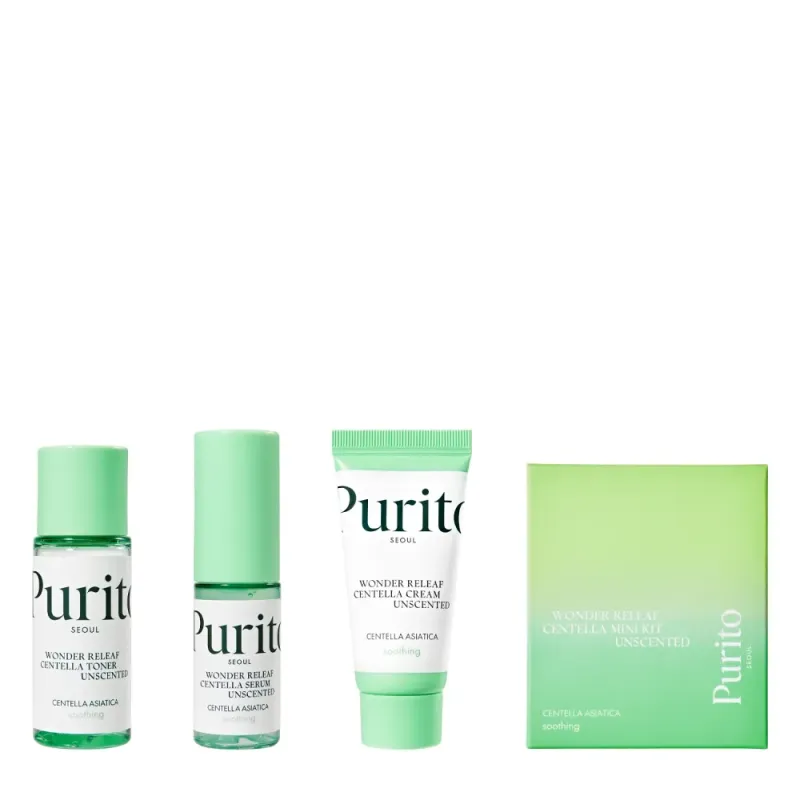 Purito - Wonder Releaf Centella Mini Kit Unscented - Sada mini produktov pre citlivú pleť